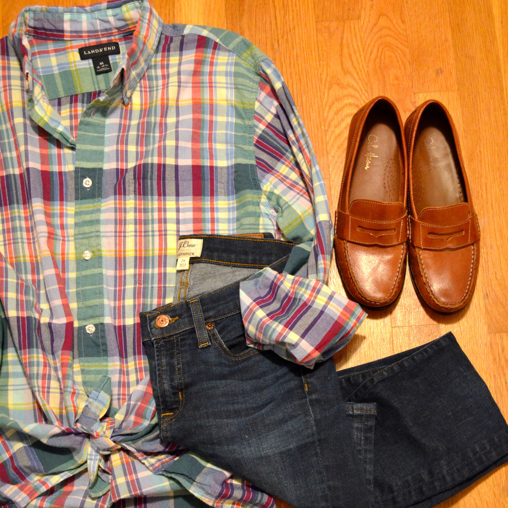 Lands' End Plaid Button Down